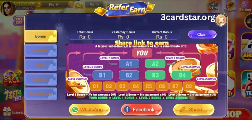 3 card star game